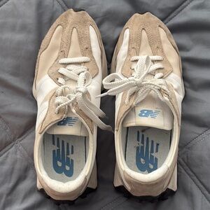 New Balance 327 Cream and White Athletic Shoes